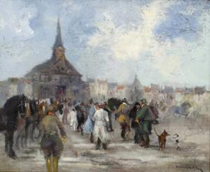 MARÉCHAL Charles Laurent 1801-1887,Pferdemarkt in einer Kleinstadt,DAWO Auktionen DE 2011-09-21