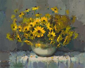 MARAIS Wessel 1935-2009,Yellow Daisies in a Vase,Strauss Co. ZA 2023-09-11