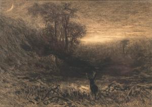 MARAK Julius Eduard 1832-1899,A stag at the edge of a wood at moonlight,Palais Dorotheum 2022-09-28