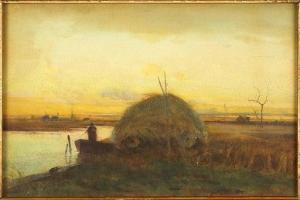 MARATTA Hardesty Gilmore 1864-1924,Canal Scene with Hay Wagon,Susanin's US 2020-06-16