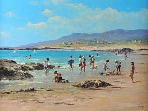 MARBLE John Nelson 1855-1918,CHILDREN ON THE BEACH,Ross's Auctioneers and values IE 2015-08-12