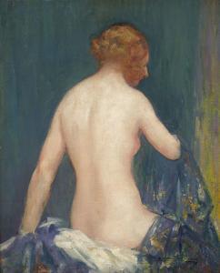 MARCEL BERONNEAU Pierre Amédée,Femme nue au drapé bleu,Artcurial | Briest - Poulain - F. Tajan 2023-09-26