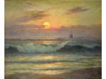 MARCELIN Jacques 1800-1900,Soleil couchant sur la plage,HDV de Bretagne Atlantique FR 2008-10-29
