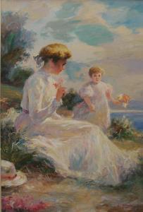 MARCELLUS 1943,Mother and Child Gathering Flowers along the Shore,William Doyle US 2010-08-18