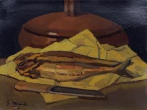 MARCH Giovanni 1894-1974,Natura morta con zucca e pesci,1968,Galleria Pananti Casa d'Aste 2018-06-14