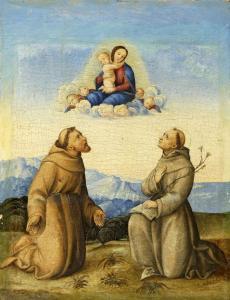 MARCHESI DA COTIGNOLA Girolamo 1490-1559,St François d'Assise et St Antoine de Pa,Alliance Encheres 2007-08-09