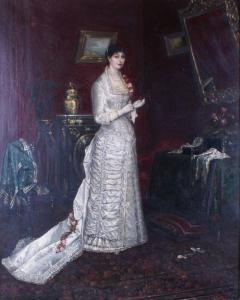 MARCHET Lucien 1800-1900,PORTRAIT DE FEMME EN PIED DANS SON SALON,Pillon FR 2011-11-20