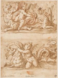 MARCHETTI DA FAENZA Marco 1520-1588,Two designs for a frieze with fabulous creatures,Galerie Koller 2022-09-23