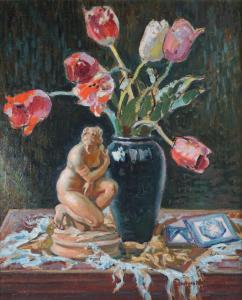 MARCHOU Georges 1898-1984,Nature morte au vase de tulipes,Ruellan FR 2023-02-11