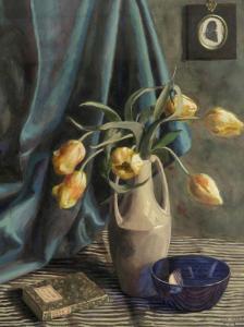 MARCUS Eva Maria 1889,Stillleben mit Tulpen und Buch,1917,Kastern DE 2017-12-02