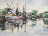 MARDON Peter 1900-1900,Fishing Vessels at Dock,1968,Dunbar Sloane NZ 2014-05-14
