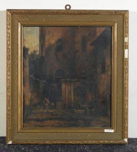 Marenzi Andrea 1823-1891,Ansicht einer Dorfgasse mit Brunnen.,Galerie Koller CH 2007-03-20