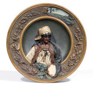 MARESCH Johann 1821-1914,BUSTE D'UNE JEUNE FEMME AU TAMBOURIN Plat,Millon & Associés FR 2012-06-04