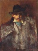 MARFFY Odon 1878-1959,Man Wearing a Hat and a Green Scarf,Kieselbach HU 2007-05-11