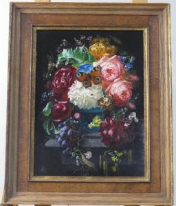 Margaret Lisle 1942,Still life vase of flowers with butterfly in the D,Chilcotts GB 2022-07-16
