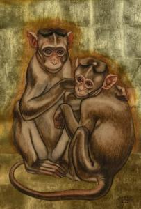 MARGAT Andre 1903-1999,Les deux macaques,1928,Millon & Associés FR 2016-12-05