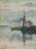 MARGETSON Helen Howard Hatton 1860-1955,Moored River Boat,Rowley Fine Art Auctioneers GB 2019-02-16