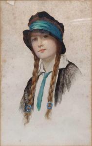 MARGETSON William Henry 1861-1940,portrait of a girl in a black cloche hat,Cheffins GB 2023-03-09