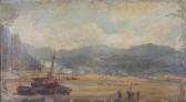 MARGITT Edward,Paesaggio nordico con barche e personaggi,1861,Eurantico IT 2011-03-04