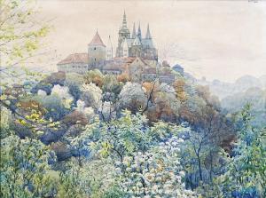 MARGOLD Frantisek Xaver 1887-1967,View of Prague Castle,1925,Vltav CZ 2022-11-03