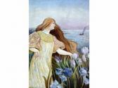 MARGOT,Femme aux iris en bord de mer,1900,HDV de Bretagne Atlantique FR 2009-03-21