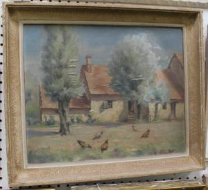 MARGOTTET Lucien 1884-1950,Chickens in a Farmstead,Tooveys Auction GB 2014-11-05