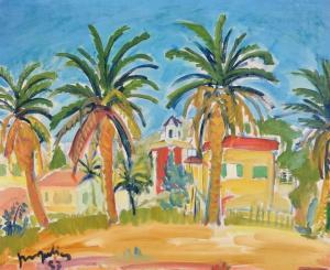 MARGULIES Jacques,Paysage aux palmiers,1957,Hotel Des Ventes Mosan BE 2015-10-14