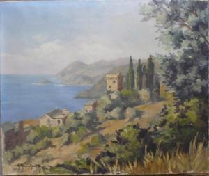 MARI ROUSTAN Annie 1920-2011,Paysage de Corse à Pino,Boisgirard - Antonini FR 2013-11-23