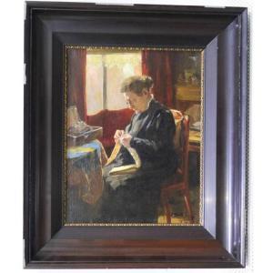MARIA STORK KRUIJFF Anna Maria 1870-1946,Vrouw bordurend bij een venster,1917,Venduehuis 2017-03-08