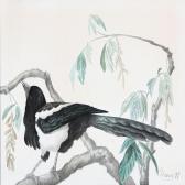 MARIE Prinsesse, Danmark 1865-1909,A magpie sitting on a branch,Bruun Rasmussen DK 2016-04-04
