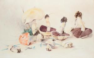 MARIE Prinsesse, Danmark 1865-1909,Study of wild mushrooms,Woolley & Wallis GB 2023-03-08