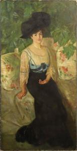 MARIE Raoul Edmond 1850,Elegant Woman in a Garden,1910,Wiederseim US 2019-11-30