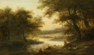 MARIENHOF Jan A. 1640-1677,Shepherd in a forest landscape,Galerie Koller CH 2023-03-31