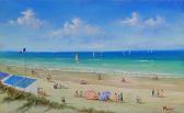 MARIN Gerald 1975,French Beach Scene with Holiday Makers,Wright Marshall GB 2016-05-10