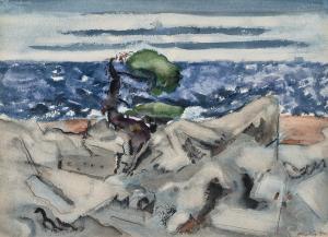 MARIN John 1870-1953,Blue Black Sea, Grey Sky and Ledges, Region Cape S,1937,Christie's 2024-04-18