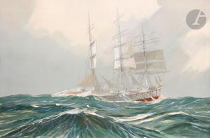 MARIN MARIE 1901-1987,Navire en mer agitée,Ader FR 2023-11-03