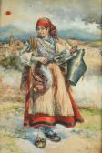 MARIN SEVILLA Enrique 1870-1940,YOUNG WOMAN WITH CHICKEN AND JUG,1918,Sloans & Kenyon US 2016-06-26