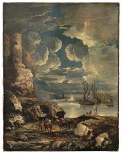 MARINI Antonio Maria 1668-1725,A moonlit seascape with figures and boats,Palais Dorotheum 2024-04-24