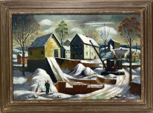 MARINKO George J 1908-1990,New England Winter construction with steam shovel,CRN Auctions 2021-10-24