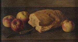 MARINOZZI Manrico 1903-1973,Composizione con pane e mele,c. 1930,Babuino IT 2021-04-14
