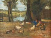 MARIS Frits, Ferdinand J 1873-1935,"Hofje met kippen".Gesigneerd.,Hessink's Veilingen NL 2007-12-08