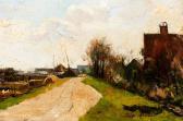 MARIS Frits, Ferdinand J 1873-1935,Road on a dike with farms,Glerum NL 2011-05-30