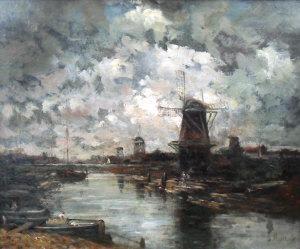 Maris Jacob 1837-1899,Figures in a Dutch river landscape with windmills,Rosebery's GB 2009-09-08
