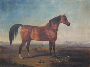 marjoribanks j. a,A bay horse in a North African landscape,1880,Woolley & Wallis GB 2009-09-02