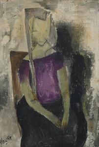 MARJORIE HAWKE 1894-1979,abstract seated figure,Burstow and Hewett GB 2023-07-20