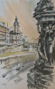 MARKÖ Serge 1926-2014,le pont au change et la conciergerie vus du quai d,Rossini FR 2023-04-13