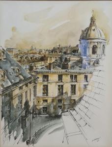 MARKÖ Serge 1926-2014,Les toits de Paris et la coupole de l'Institut de France,Rossini FR 2023-04-13