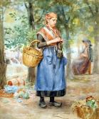 MARK L 1800-1900,British Dutch Woman Knitting,Rowley Fine Art Auctioneers GB 2013-02-19