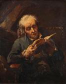 MARKELBACH Alexandre 1824-1906,Oude man, lezend onder dakvenster,Bernaerts BE 2012-10-22