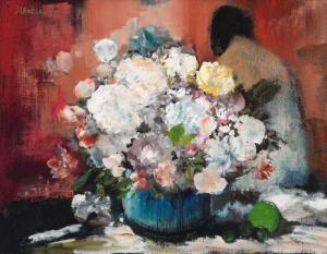MARKELL Jack Harold 1919-1979,Flowers and Red Figure,1969,Heffel CA 2018-01-25